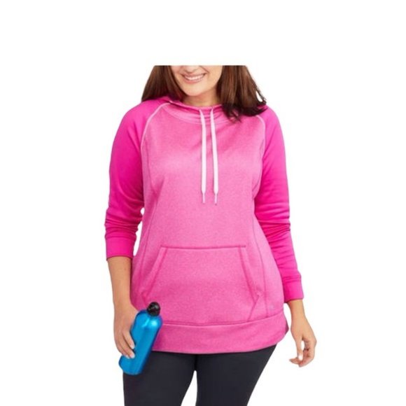 Danskin Now Fleece Pullover Hooded Sweatshirt Pink Size 4X - Picture 1 of 6